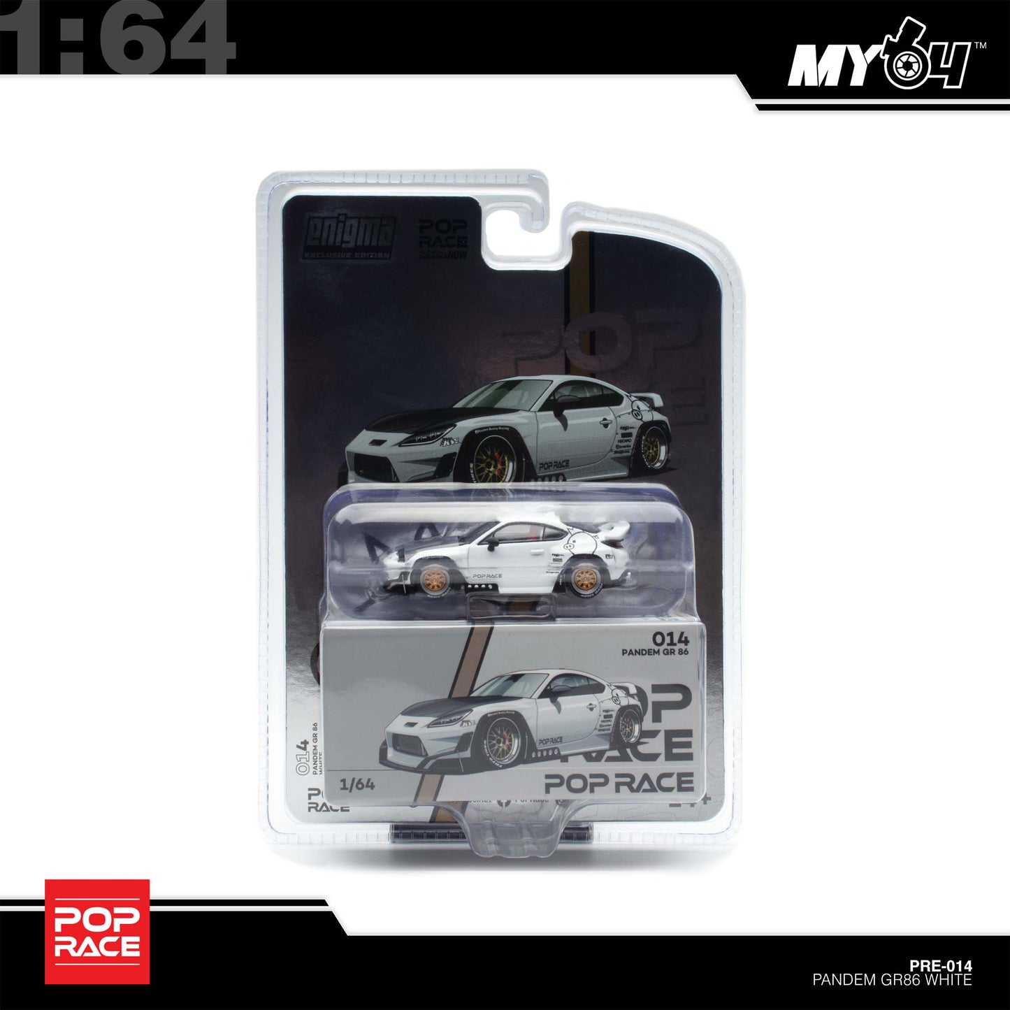 [Pop Race] 1:64  Pandem Toyota GR86 - Crystal White Pearl