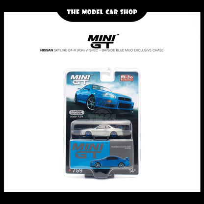 [MINI GT] Nissan Skyline GT-R (R34) V-Spec - Bayside Blue Mijo Exclusive