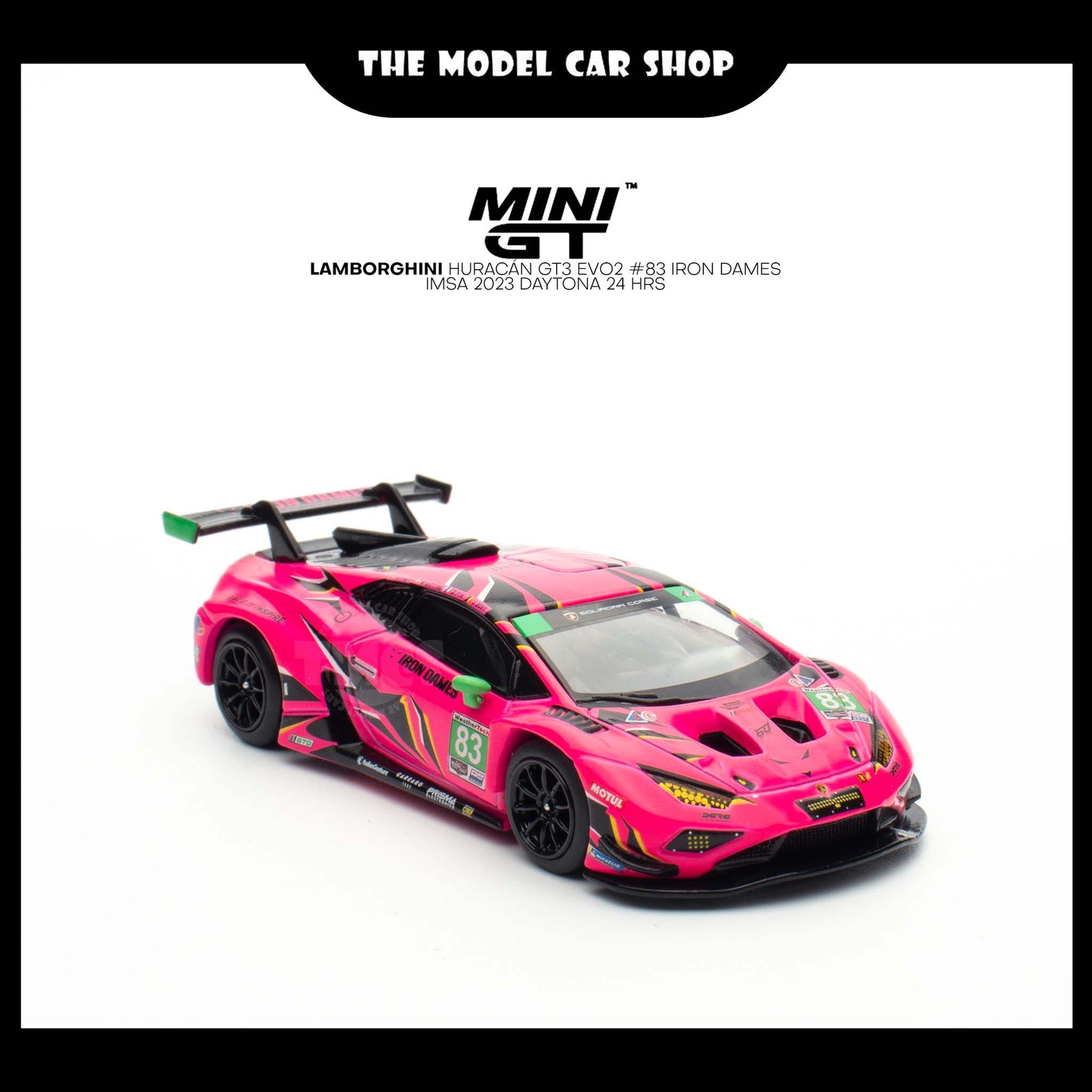 [MINI GT] Lamborghini Huracán GT3 EVO2 #83 Iron Dames IMSA 2023 Daytona 24 Hrs