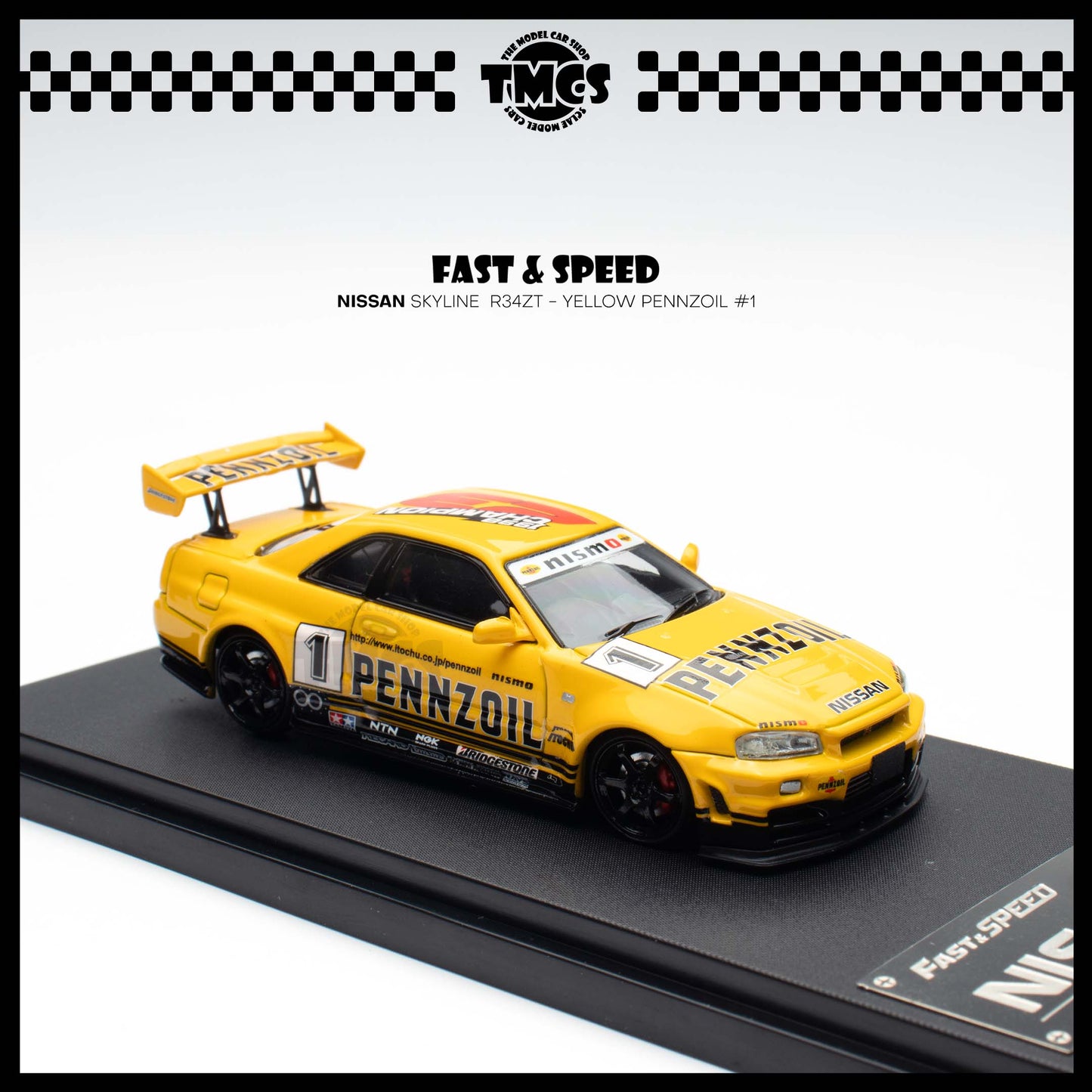 [Fast Speed] 1:64  Nissan Skyline  R34ZT - Yellow Pennzoil #1