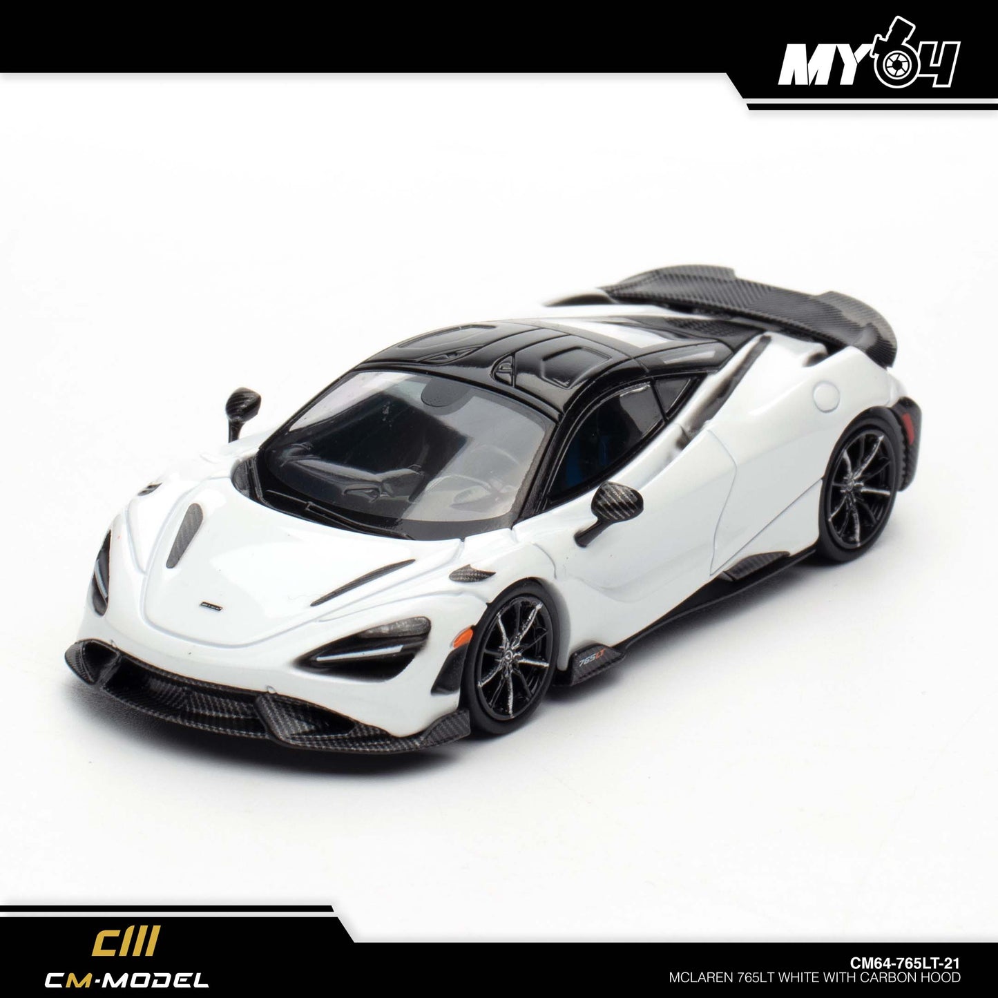 [CM Model] McLaren 765LT - White with Carbon Hood