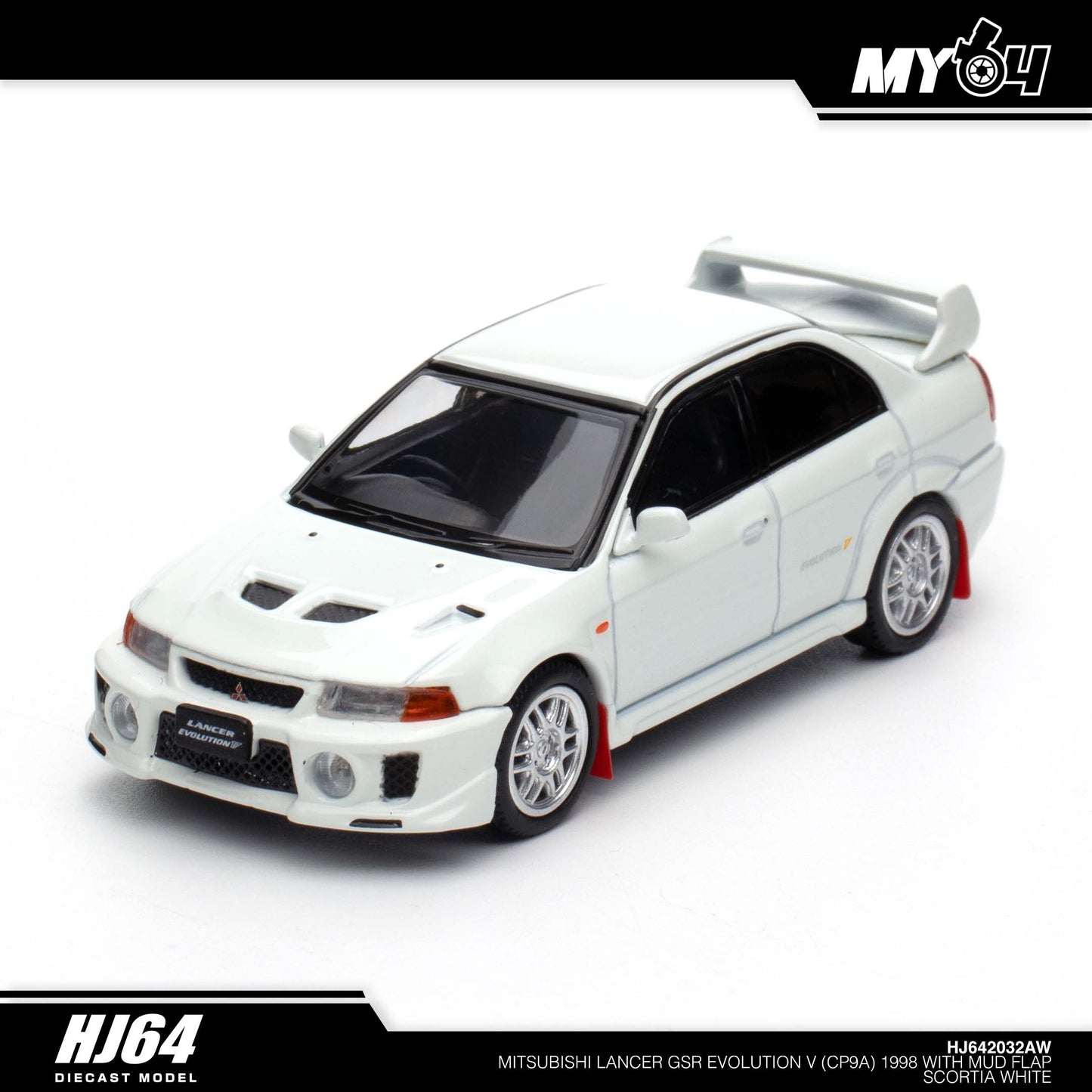 [Hobby Japan] Mitsubishi Lancer GSR Evolution 5 (CP9A) 1998 with Mud Flap - Scortia White