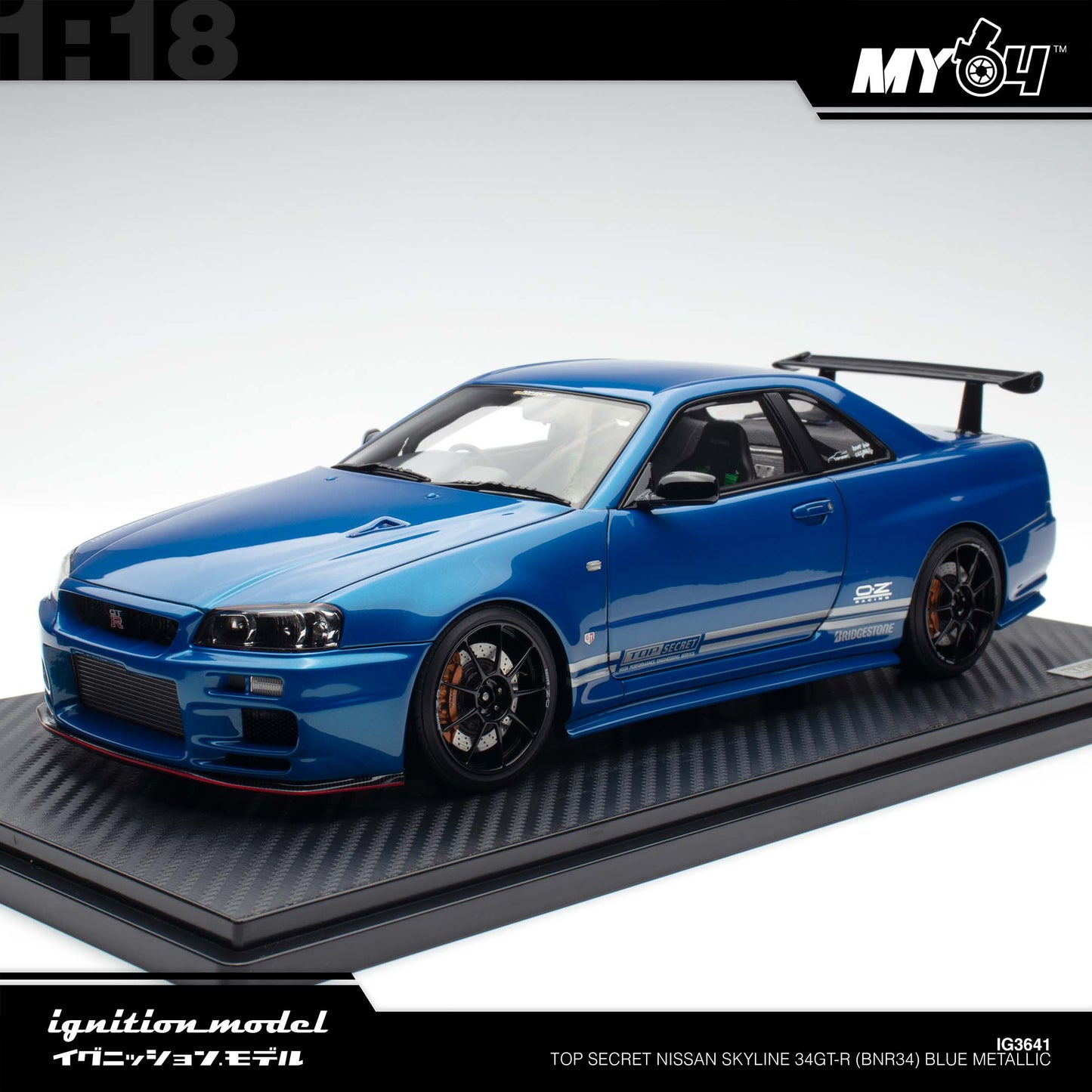 [Ignition Model] Top Secret Nissan Skyline 34GT-R (BNR34) - Blue Metallic