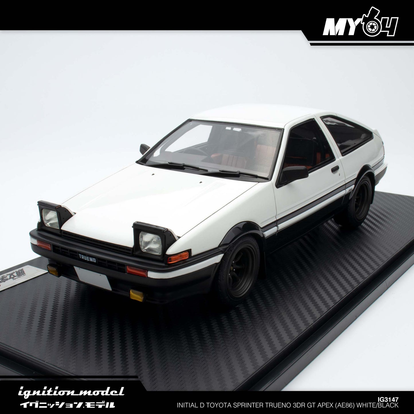 [Ignition Model] INITIAL D Toyota Sprinter Trueno 3Dr GT Apex (AE86) White/Black