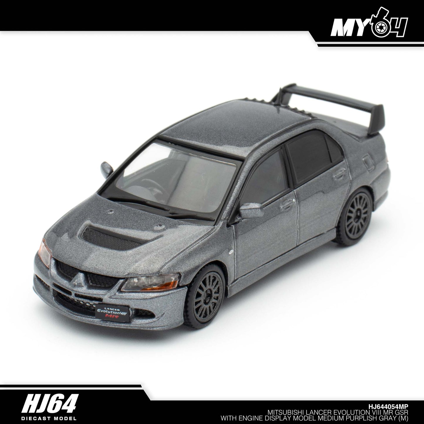 [Hobby Japan] Mitsubishi Lancer Evolution 8 MR GSR with Engine Display Model - Medium Purplish Gray Mica