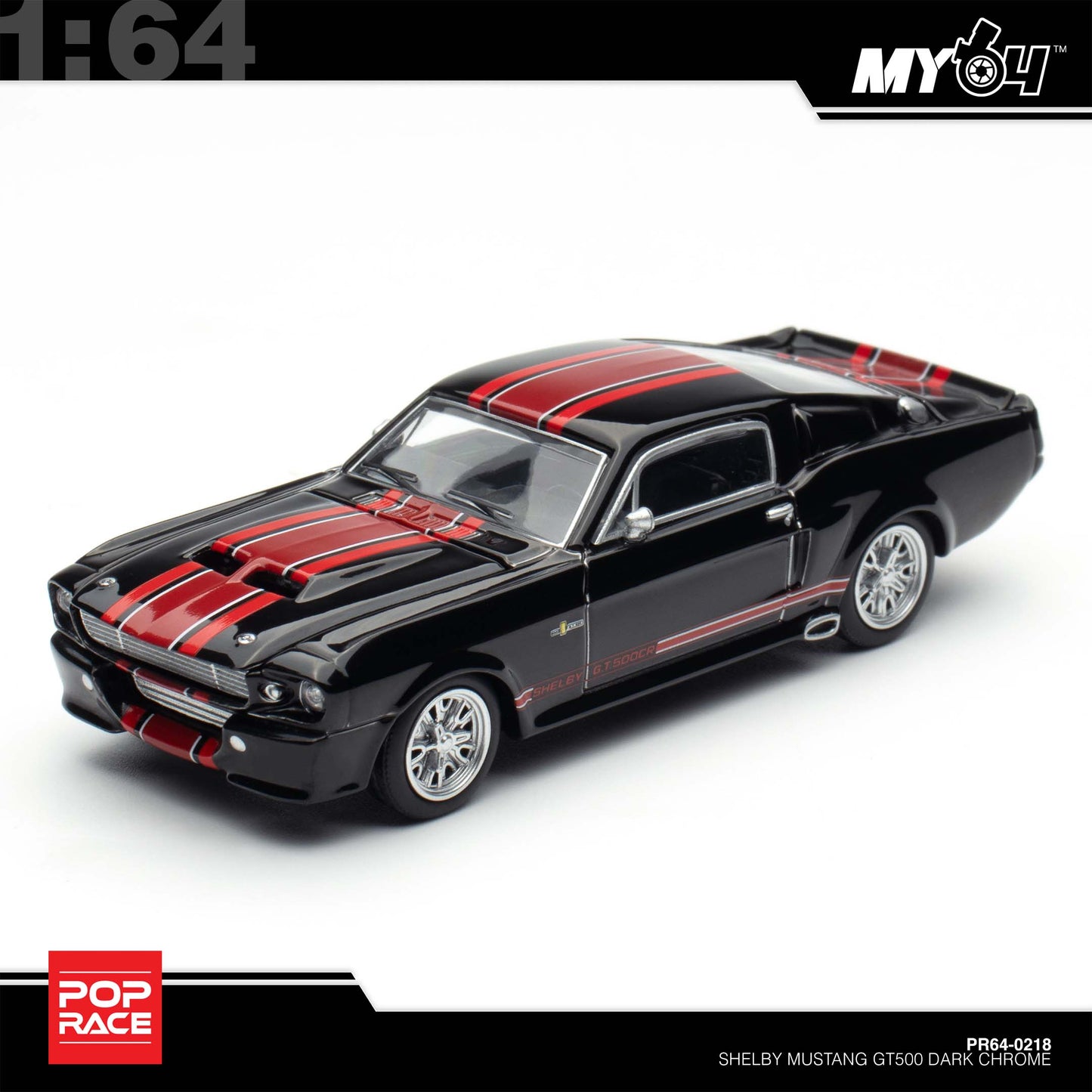 [Pop Race] 1:64 Shelby Mustang GT500 - Dark Chrome