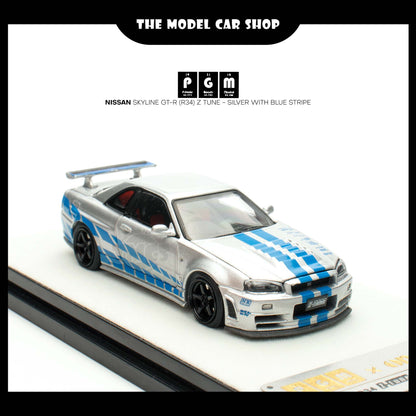 [PGM] Nissan Skyline GT-R (R34) Z Tune - Silver with blue Stripe