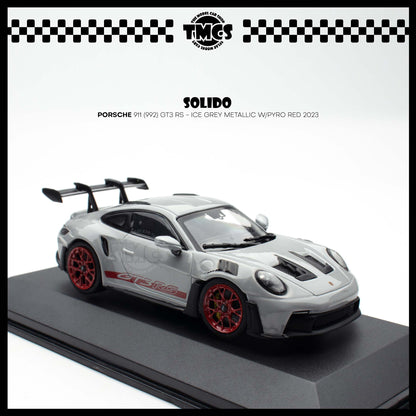 [Solido] 1:43 Porsche 911 (992) GT3 RS - Ice Grey Metallic w/Pyro Red 2023