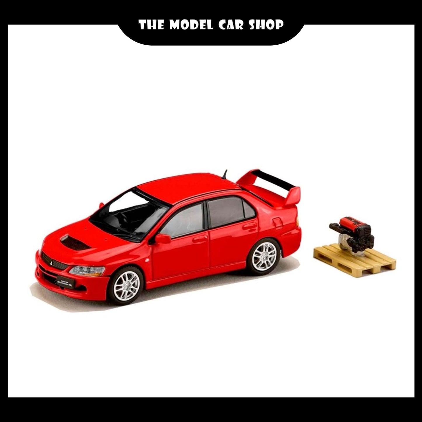 [Hobby Japan] Mitsubishi Lancer Evolution 9 GSR with Engine Display Model - Red Solid