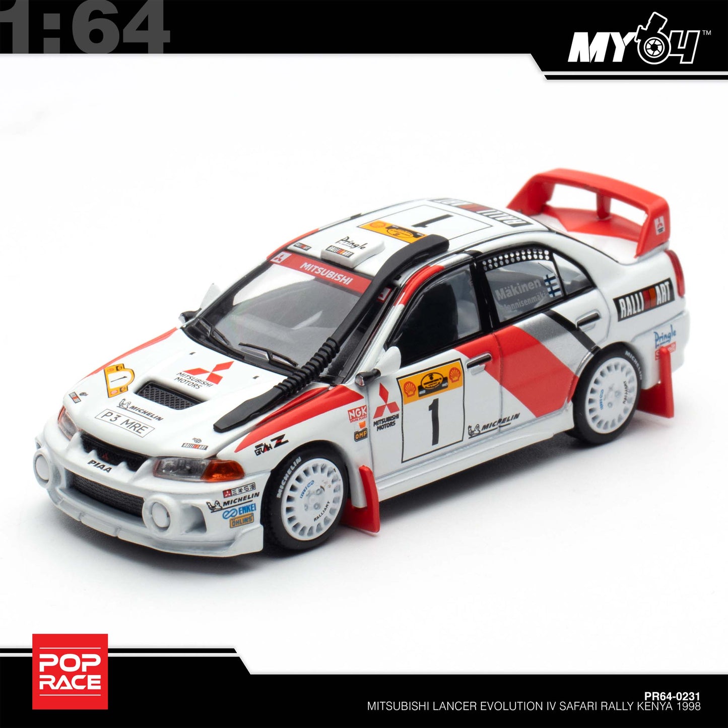 [Pop Race] 1:64 Mitsubishi Lancer Evolution IV Safari Rally Kenya 1998