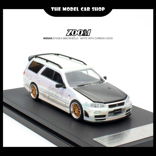 [Zoom] Nissan Stagea BBS Wheels - White with Carbon Hood