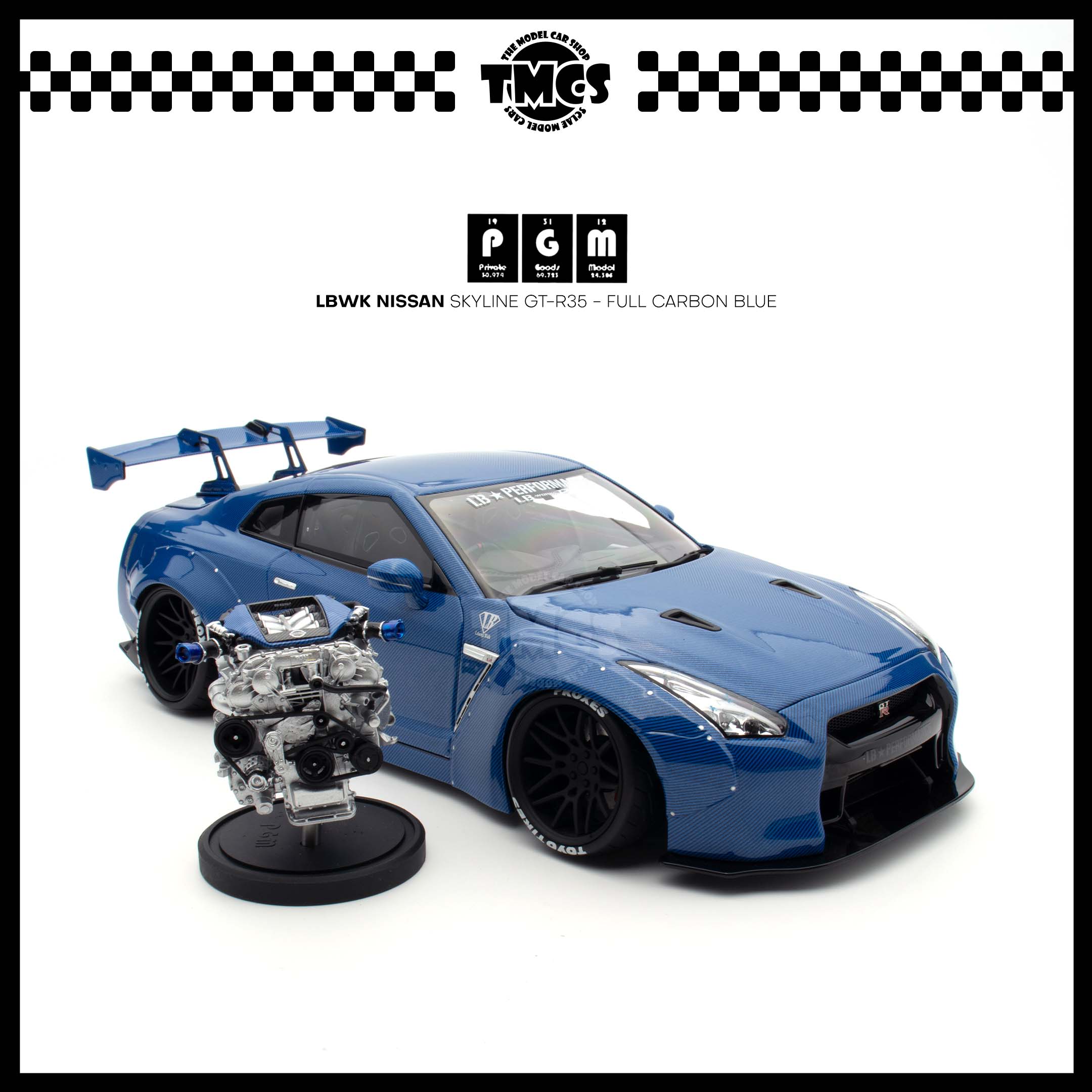 PGM] LBWK Nissan Skyline GT-R35 - Full Carbon Blue | The Model Car