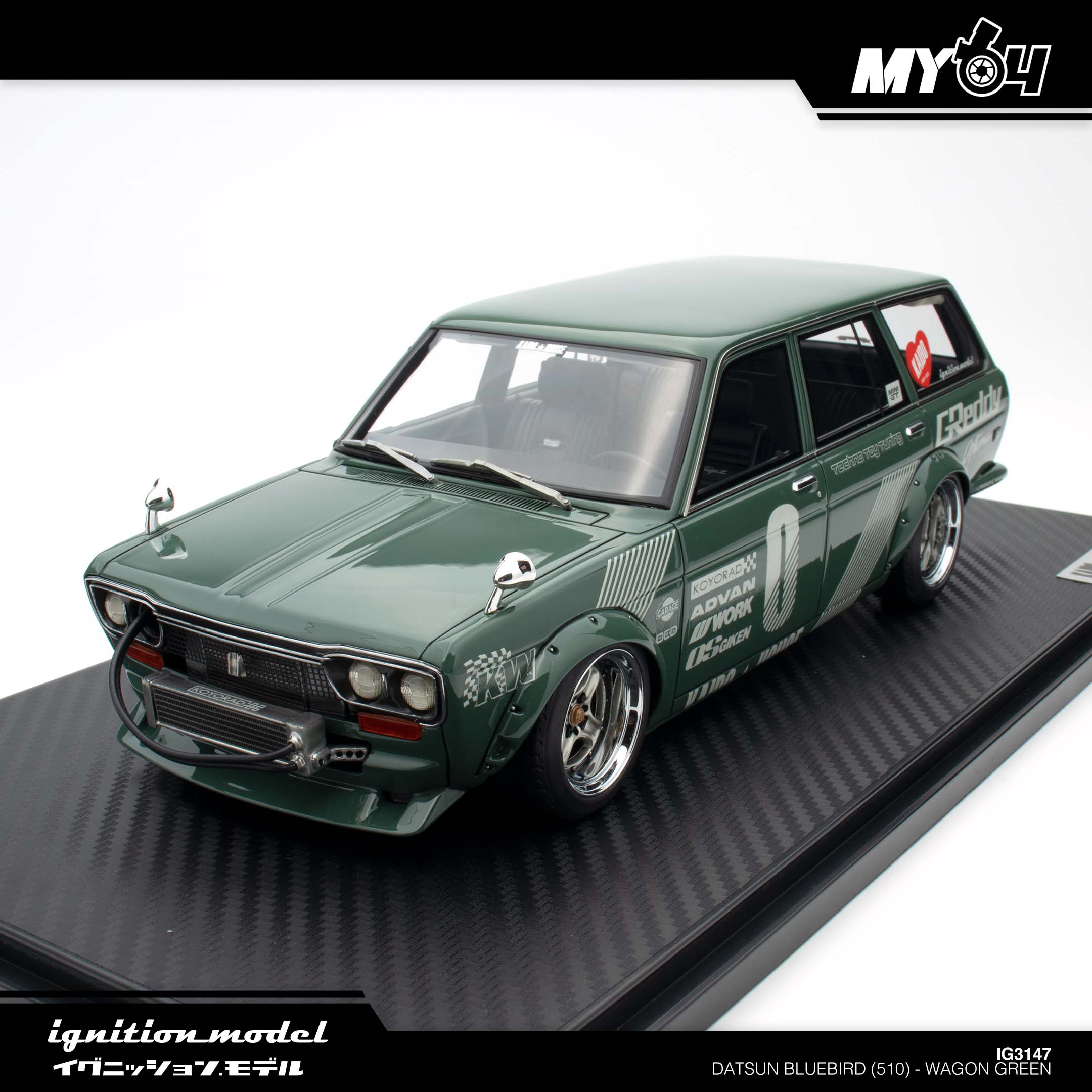 新品　ignition model Datsun Bluebird 510 Ignition Model] Datsun Bluebird (510) Wagon Green | The Model Car Shop