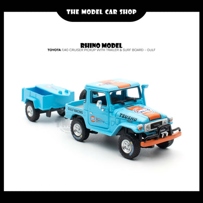 [Rhino Model] Toyota FJ40 Land Cruiser Pickup with Trailer & Surf Board - Gulf