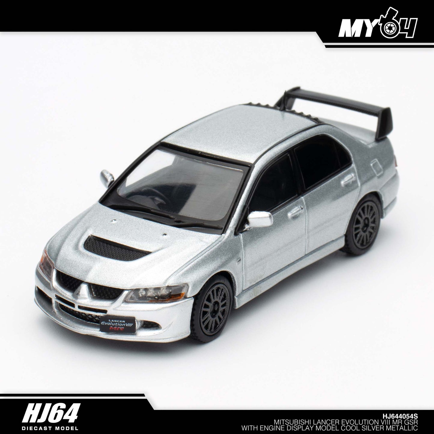 [Hobby Japan] Mitsubishi Lancer Evolution 8 MR GSR with Engine Display Model - Cool Silver Metallic