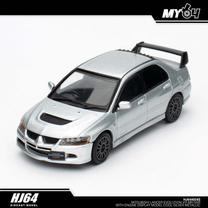 [Hobby Japan] Mitsubishi Lancer Evolution 8 MR GSR with Engine Display Model - Cool Silver Metallic