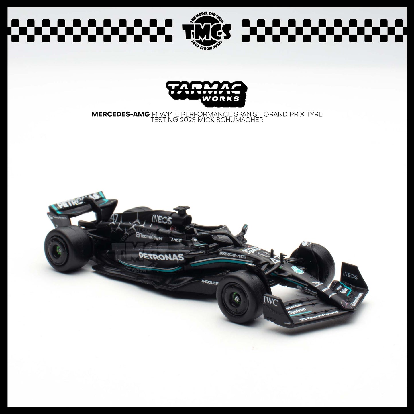 [Tarmac Works] 1:64  Mercedes-AMG F1 W14 E Performance Spanish Grand Prix Tyre Testing 2023 Mick Schumacher