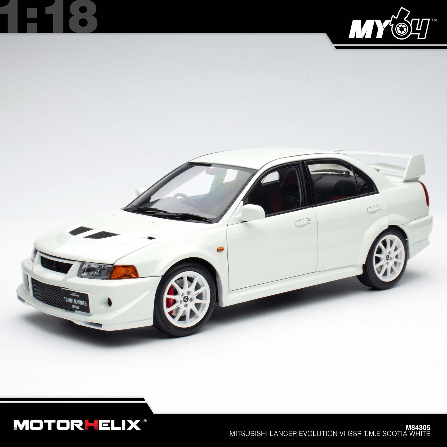 [Motorhelix] 1:18 Mitsubishi Lancer Evolution VI GSR T.M.E - Scotia White