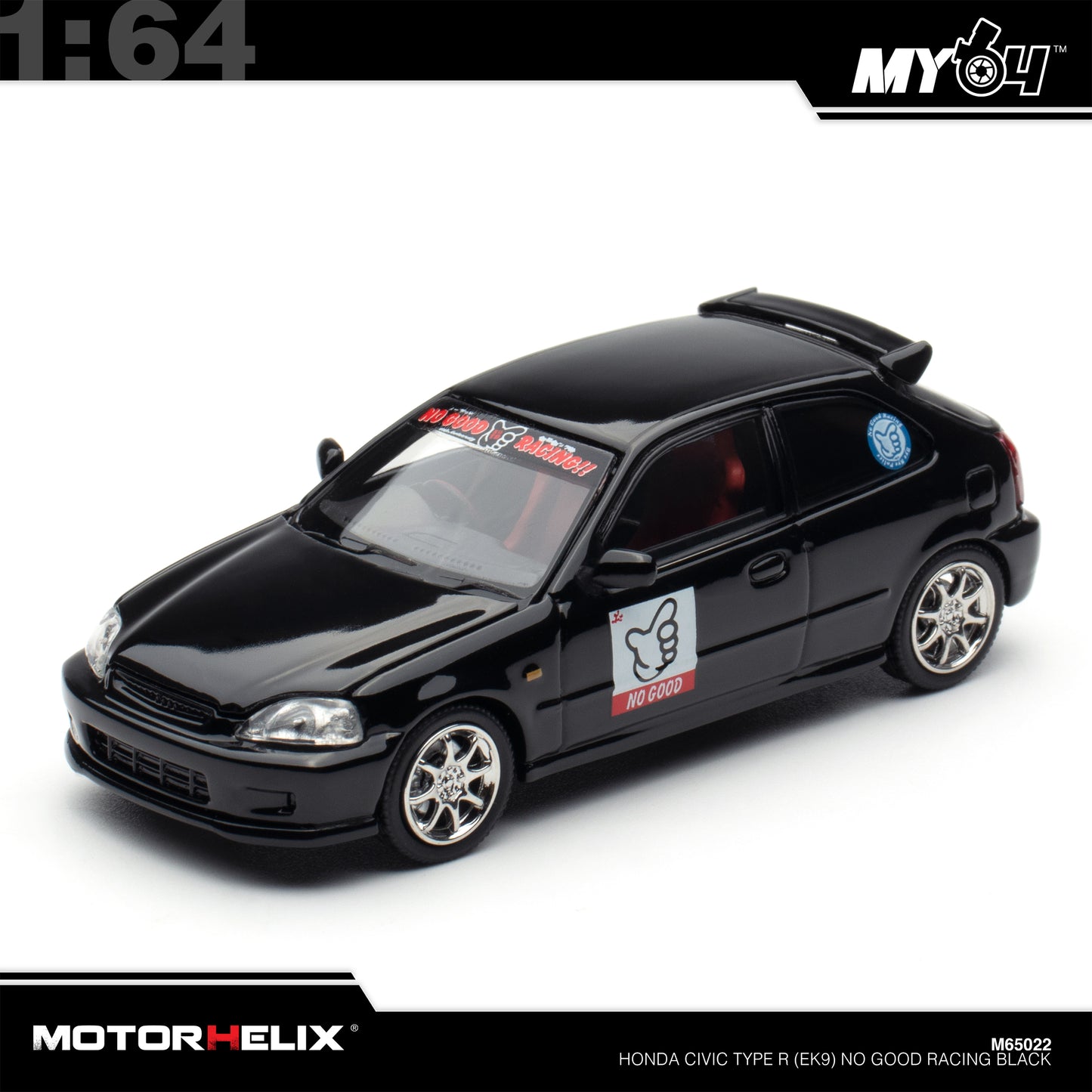 [Motorhelix] 1:64 Honda Civic Type R (EK9) NO GOOD Racing - Black