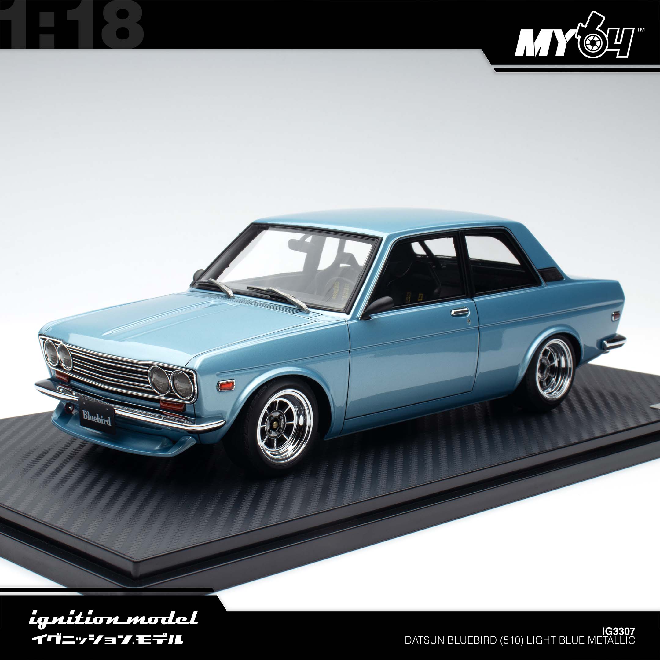 Ignition Model] Datsun Bluebird (510) - Light Blue Metallic | The