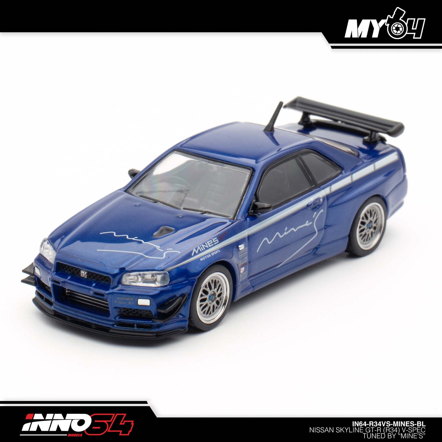 [INNO64] Nissan Skyline GT-R (R34) V-SPEC Tuned by "MINE'S" - Blue