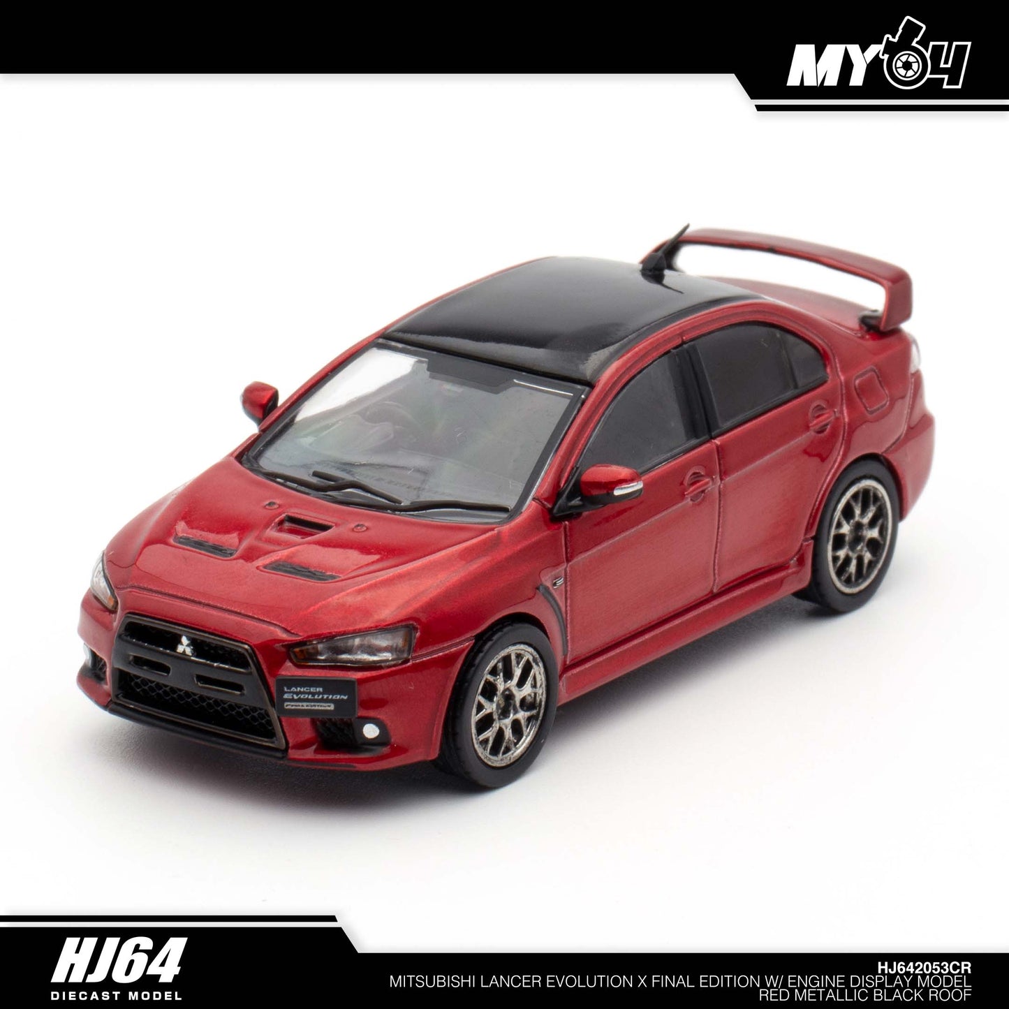 [Hobby Japan] Mitsubishi Lancer Evolution Ⅹ FINAL EDITION With Engine Display Model Black Roof - Red Metallic