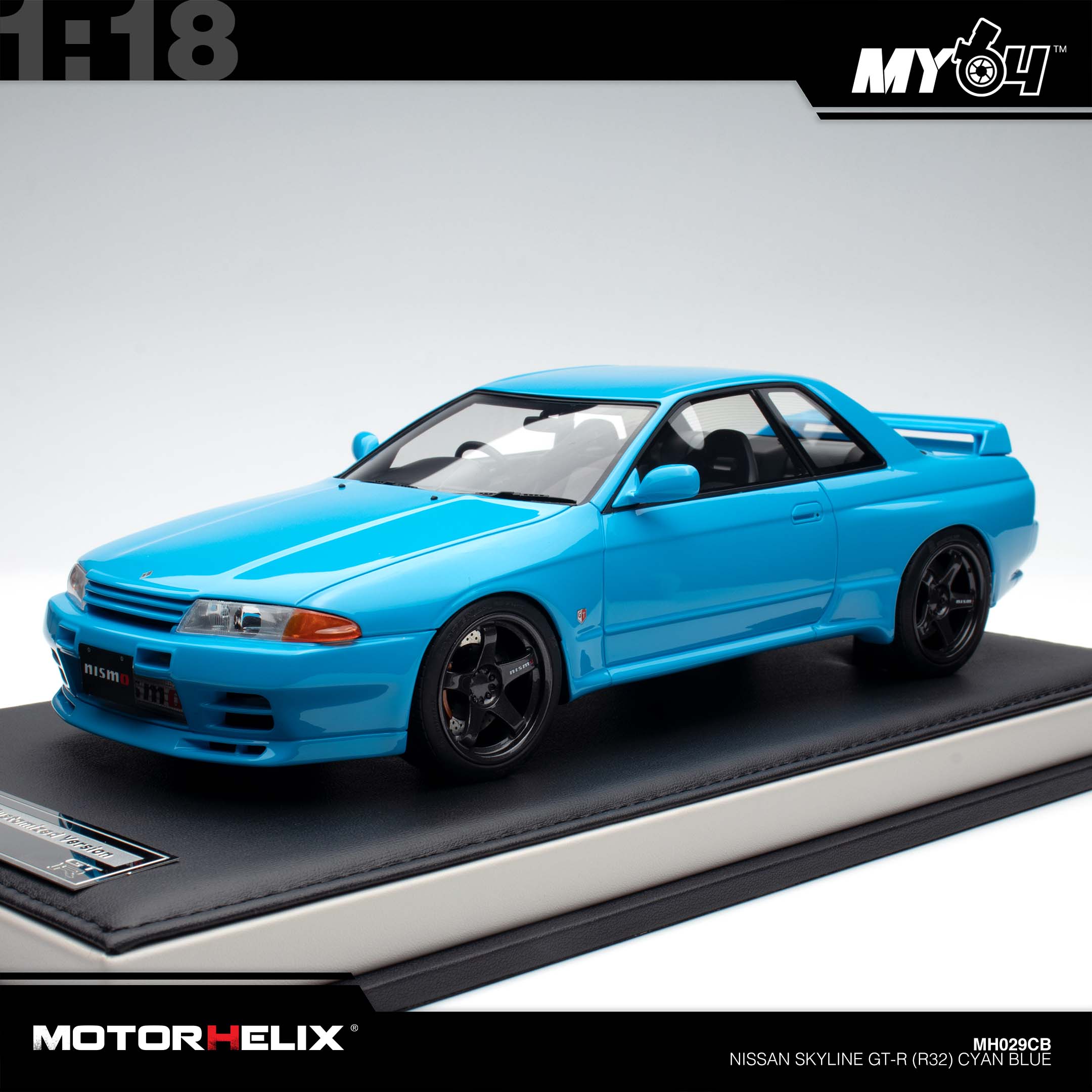 Motorhelix] Nissan Skyline GT-R (R32) - Cyan Blue | The Model Car Shop