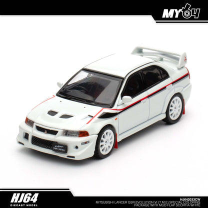 [Hobby Japan] Mitsubishi Lancer GSR Evolution 6 (T.M.E.) Special Coloring Package (GF-CP9A) 2000 with Mud Flap - Scortia White