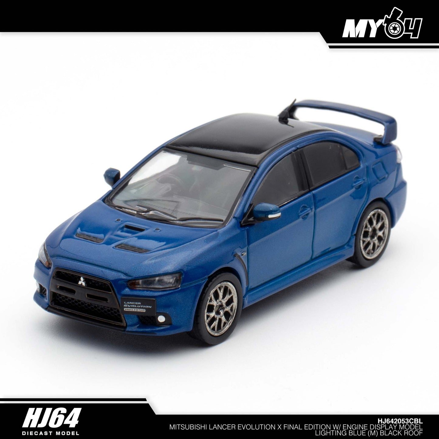 [Hobby Japan] Mitsubishi Lancer Evolution Ⅹ FINAL EDITION With Engine Display Model Black Roof - Lightning Blue Mica