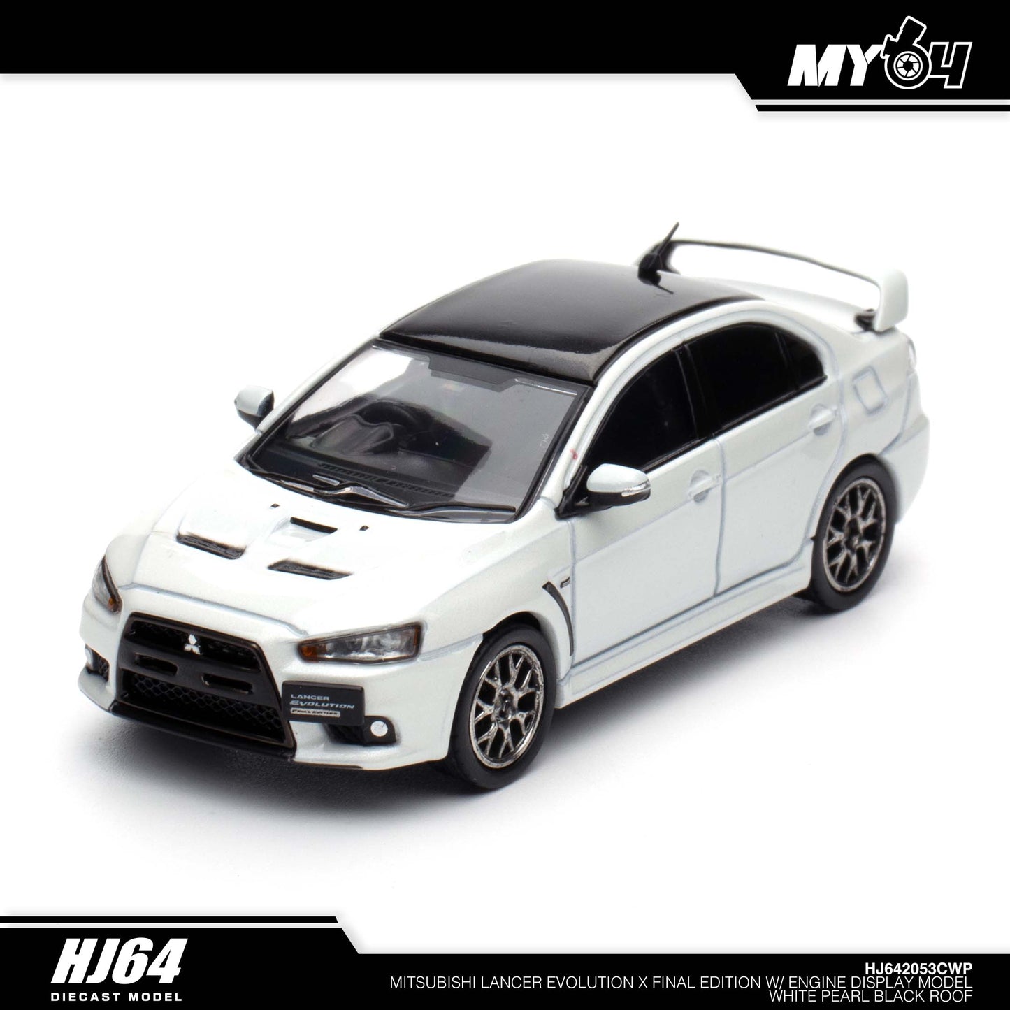 [Hobby Japan] Mitsubishi Lancer Evolution Ⅹ FINAL EDITION With Engine Display Model Black Roof - White Pearl