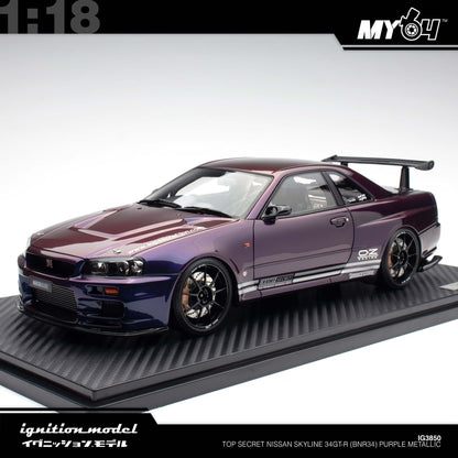 [Ignition Model] 1:18 Top Secret Nissan Skyline 34GT-R (BNR34) - Purple Metallic