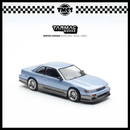 [Tarmac Works] 1:64 Vertex Nissan Silvia (S13) - Blue / Grey
