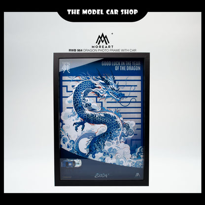 [More Art] RWB 964  Dragon - 16" Blue Dragon Photo Frame With Car (MA160839)