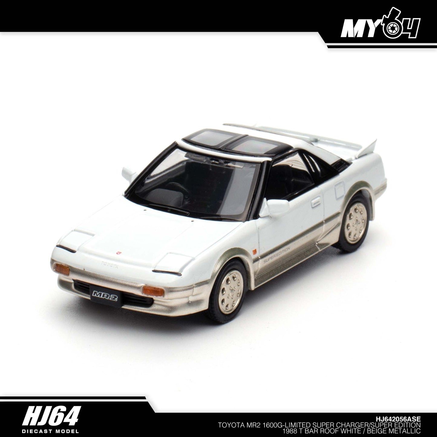 [Hobby Japan] Toyota MR2 1600G-LIMITED SUPER CHARGER / SUPER EDITION 1988 T BAR ROOF - White / Beige Metallic