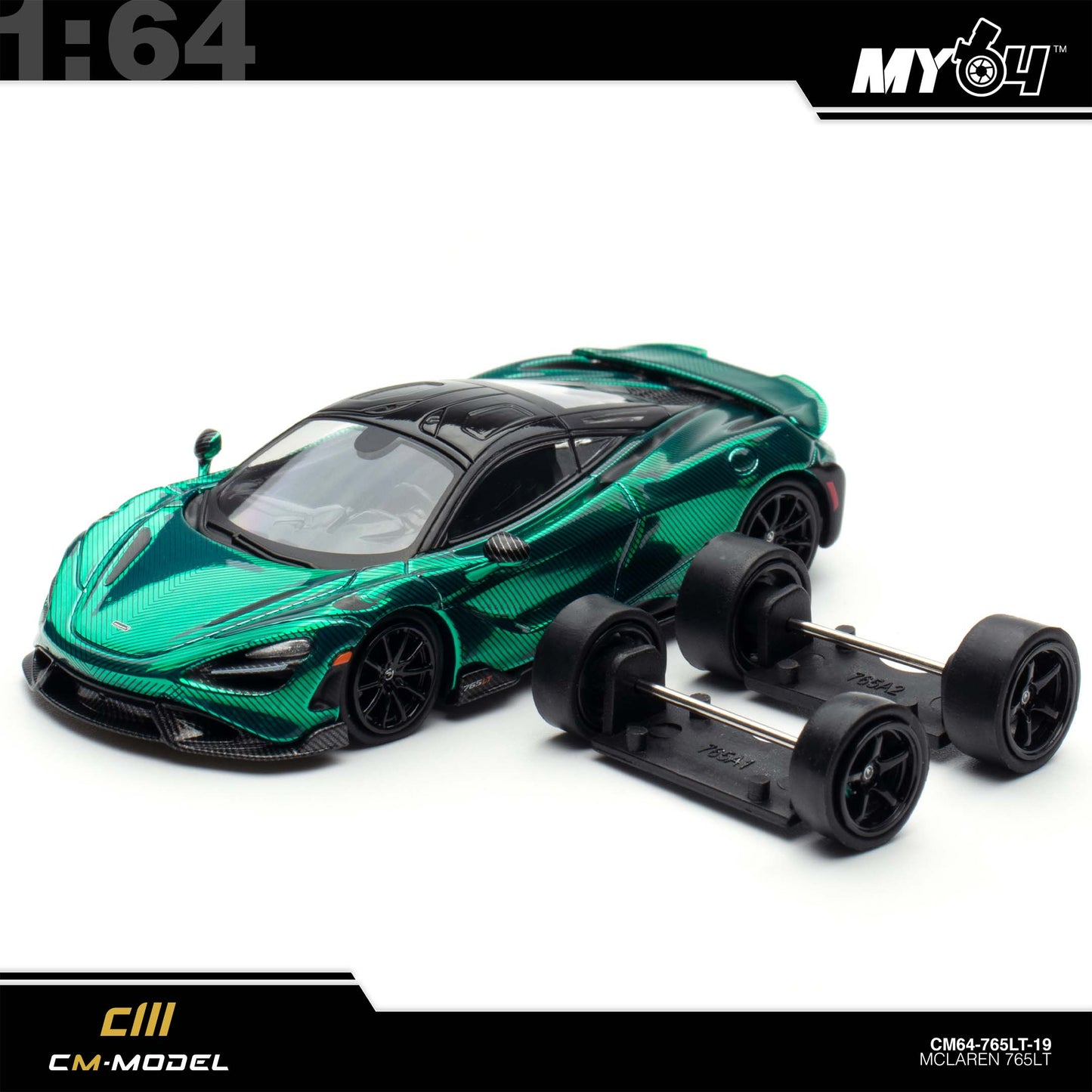 [CM Model] Mclaren 765LT - Chrome Green Full Carbon