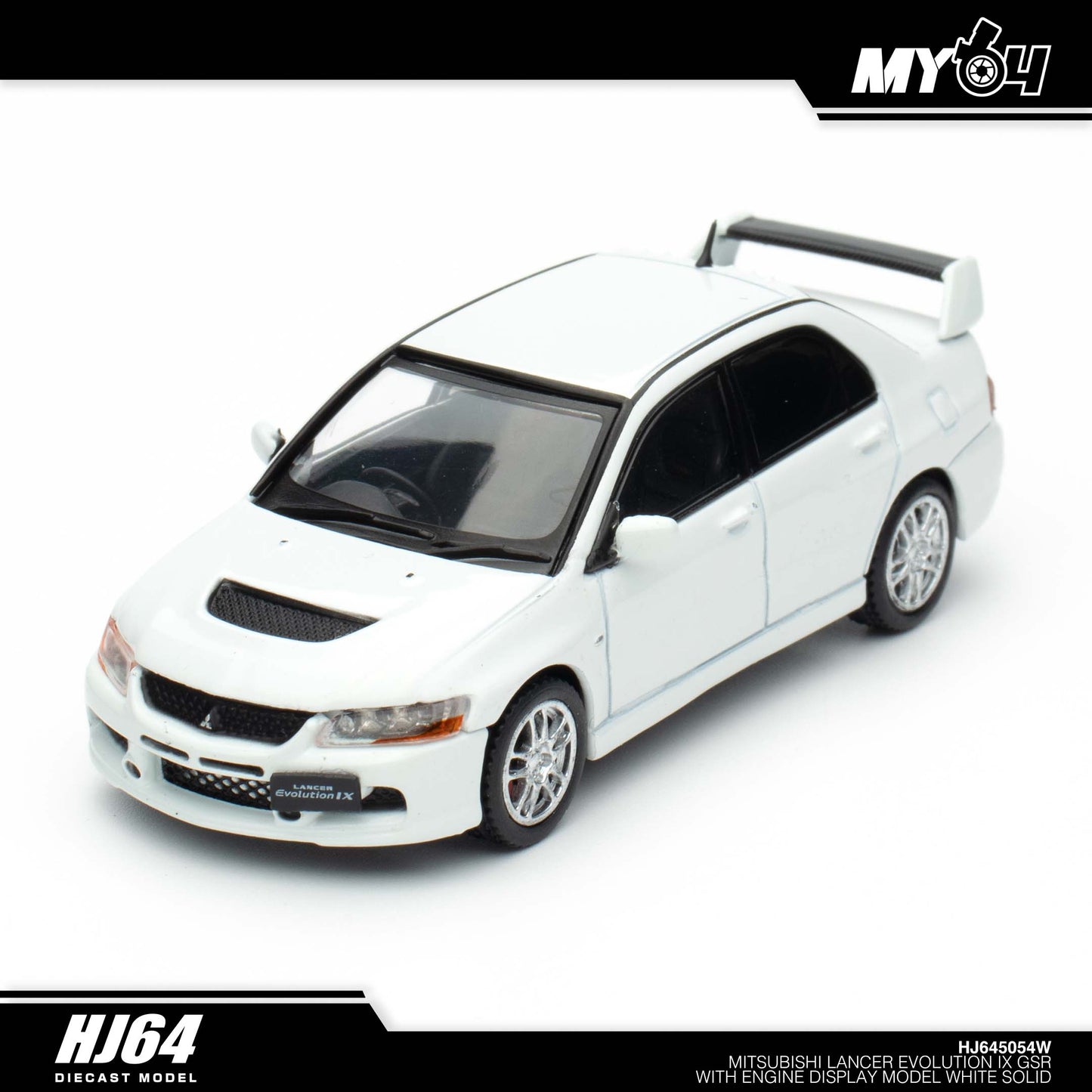 [Hobby Japan] Mitsubishi Lancer Evolution 9 GSR with Engine Display Model - White Solid