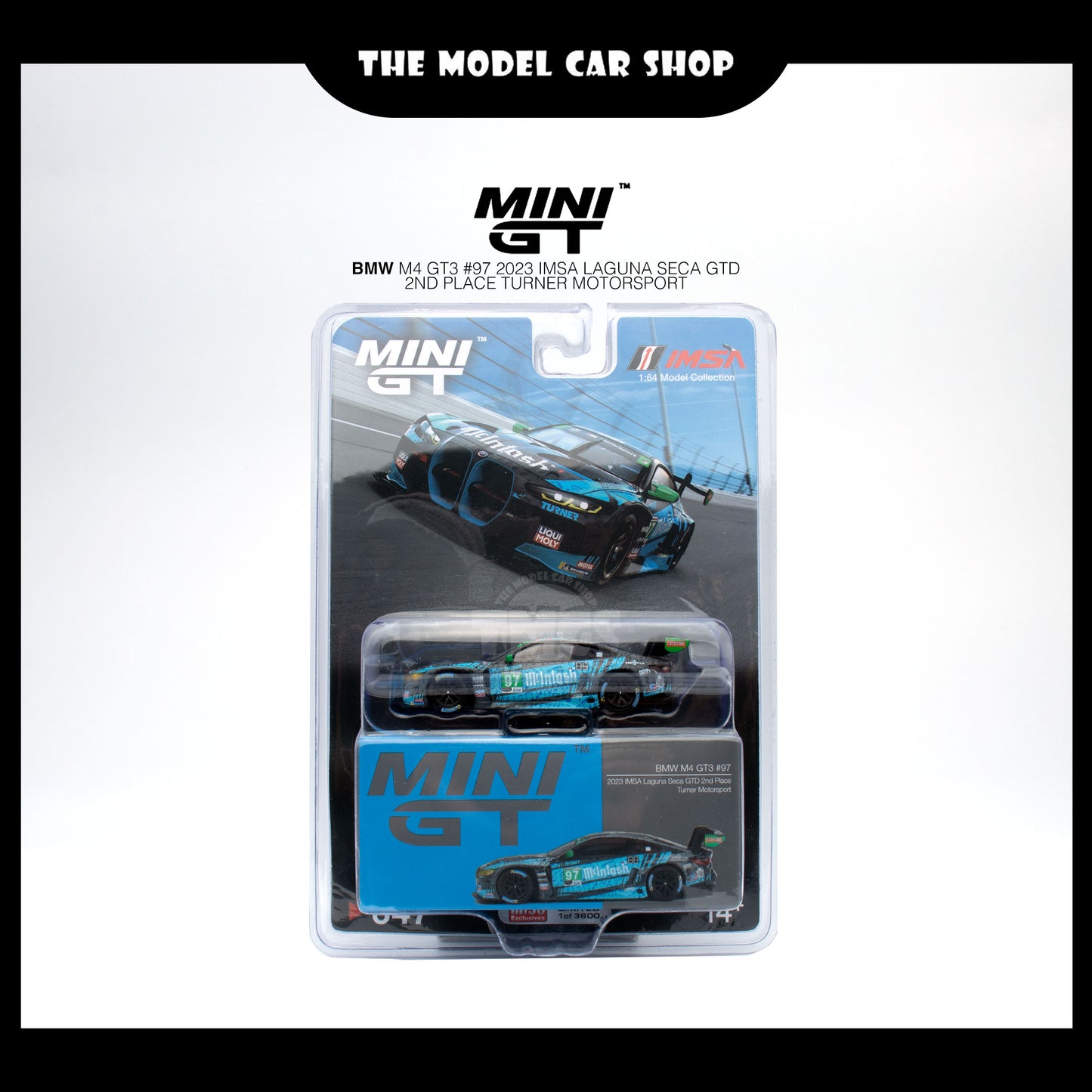 [MINI GT] BMW M4 GT3 #97 Turner Motorsport IMSA 2023 Laguna Seca GTD 2nd Place (Mijo Exclusive)