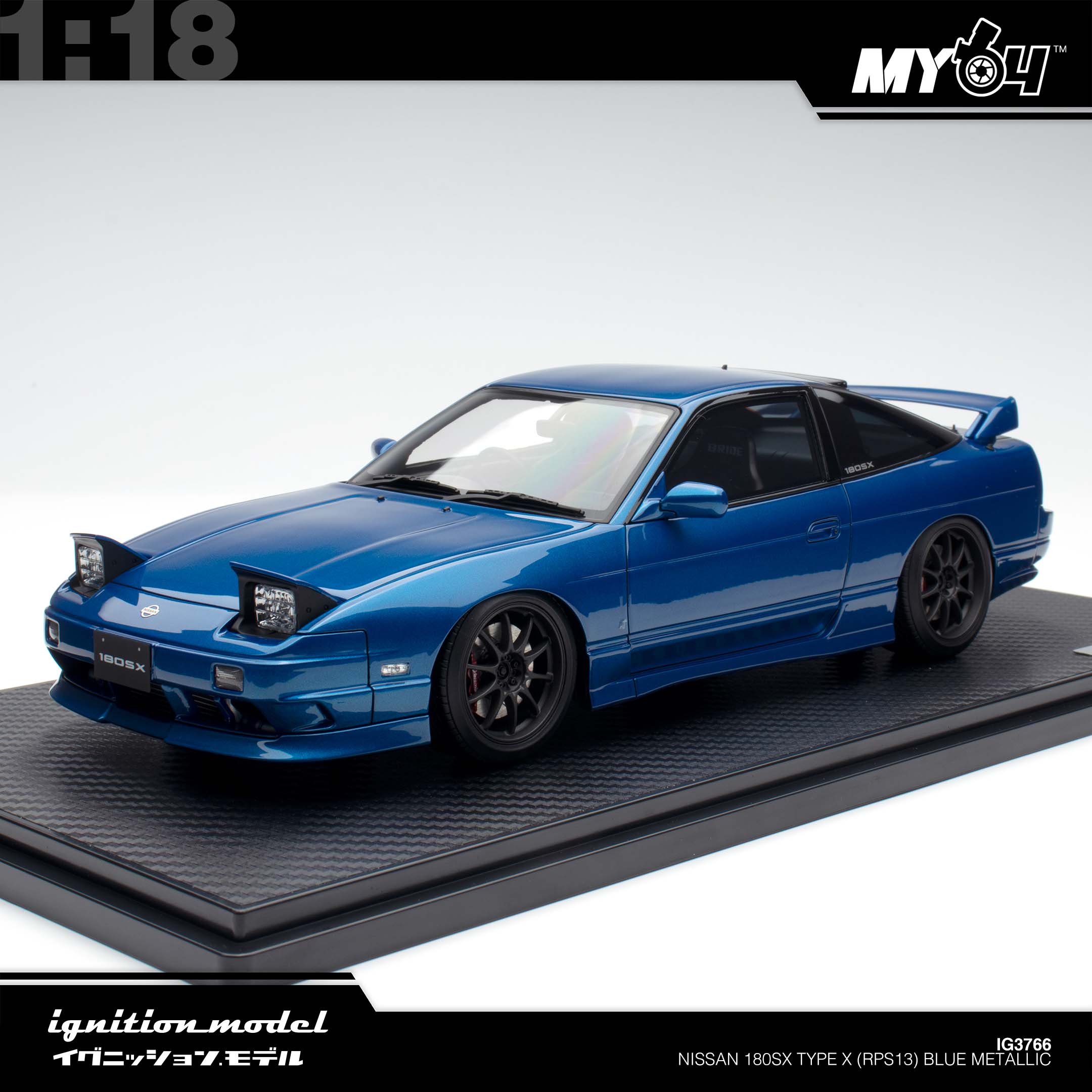 Ignition Model] 1/18 Nissan 180SX Type X (RPS13) - Blue Metallic