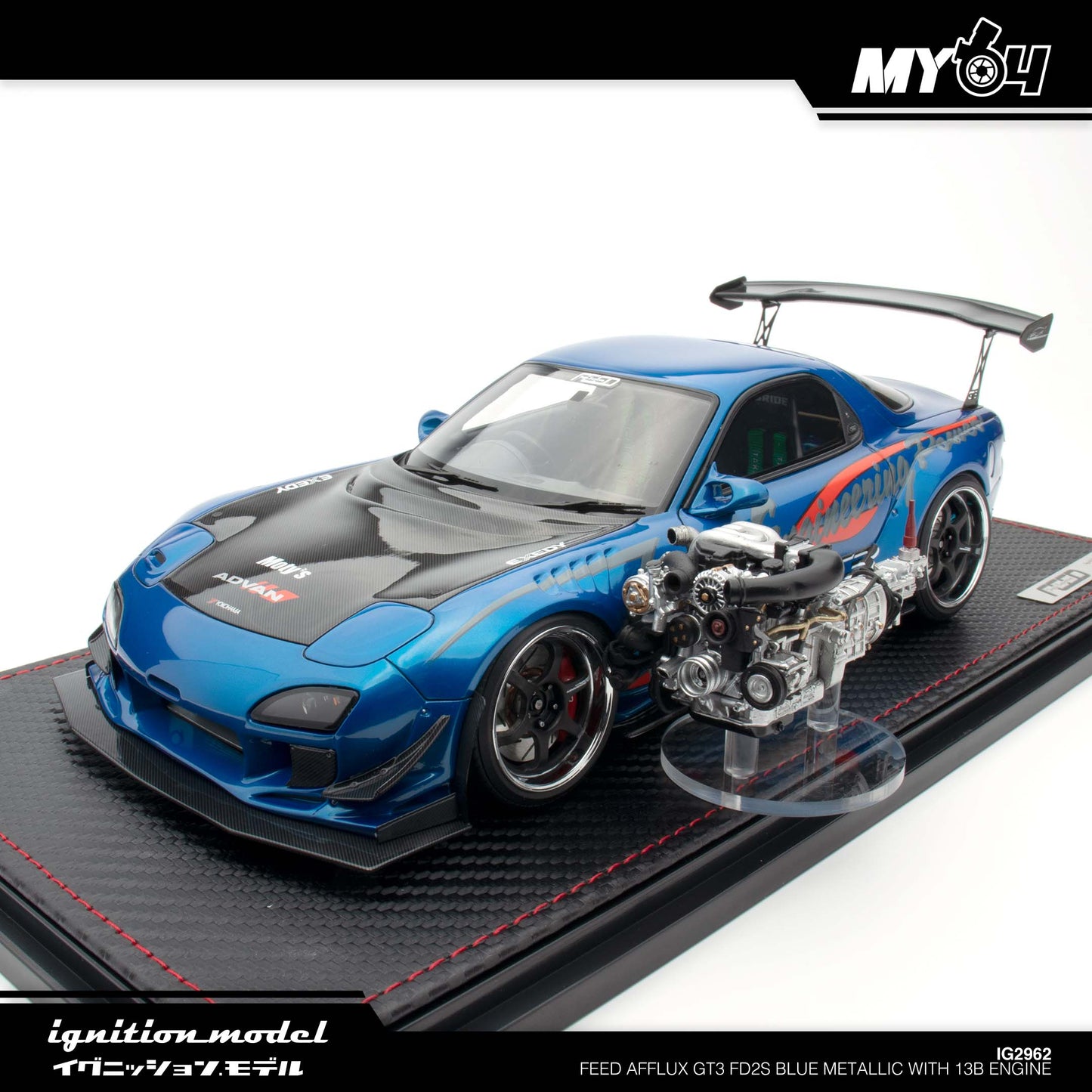 [Ignition Model] FEED Afflux GT3 (FD3S)- Blue Metallic With 13B Engine