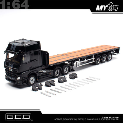[GCD] Mercedes-Benz Actros 6x2 & Scalable Trailer - Black (LHD) (499)