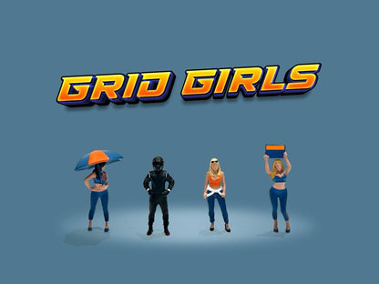 [American Diorama] Diecast Metal Figure Grid Girls/Race Crew