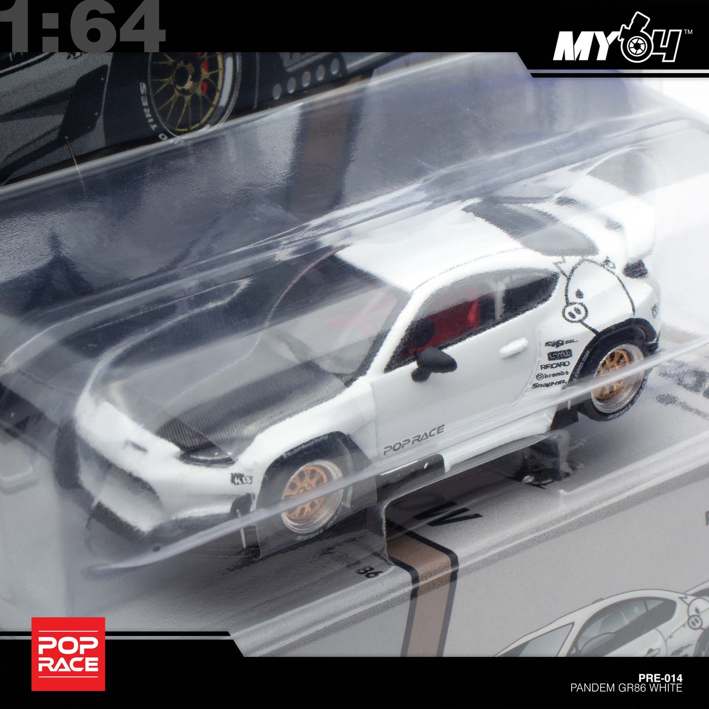 [Pop Race] 1:64  Pandem Toyota GR86 - Crystal White Pearl