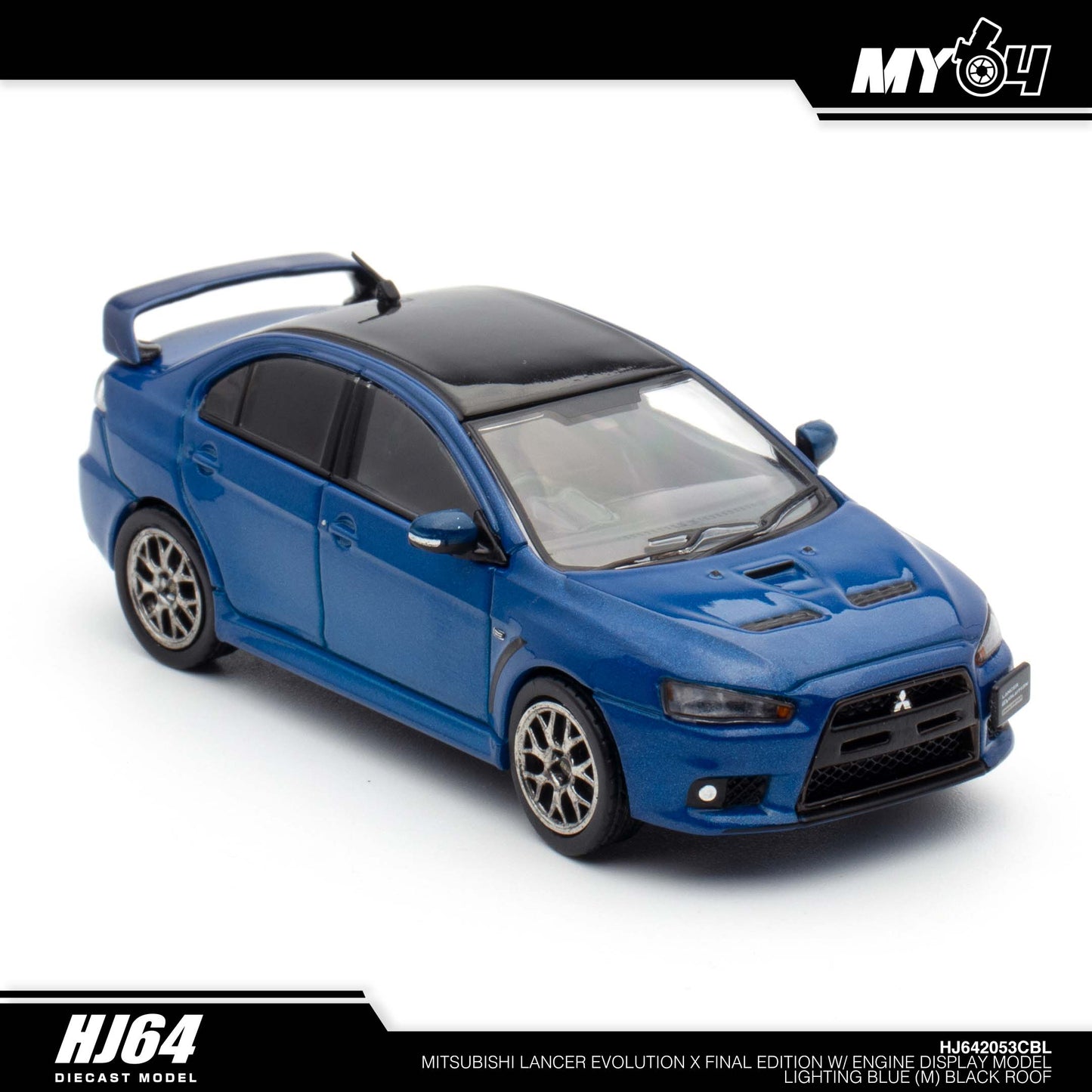 [Hobby Japan] Mitsubishi Lancer Evolution Ⅹ FINAL EDITION With Engine Display Model Black Roof - Lightning Blue Mica