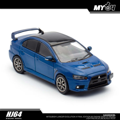 [Hobby Japan] Mitsubishi Lancer Evolution Ⅹ FINAL EDITION With Engine Display Model Black Roof - Lightning Blue Mica