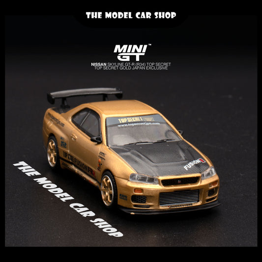 [MINI GT]  Nissan Skyline GT-R (R34)  Top Secret Gold JAPAN EXCLUSIVE