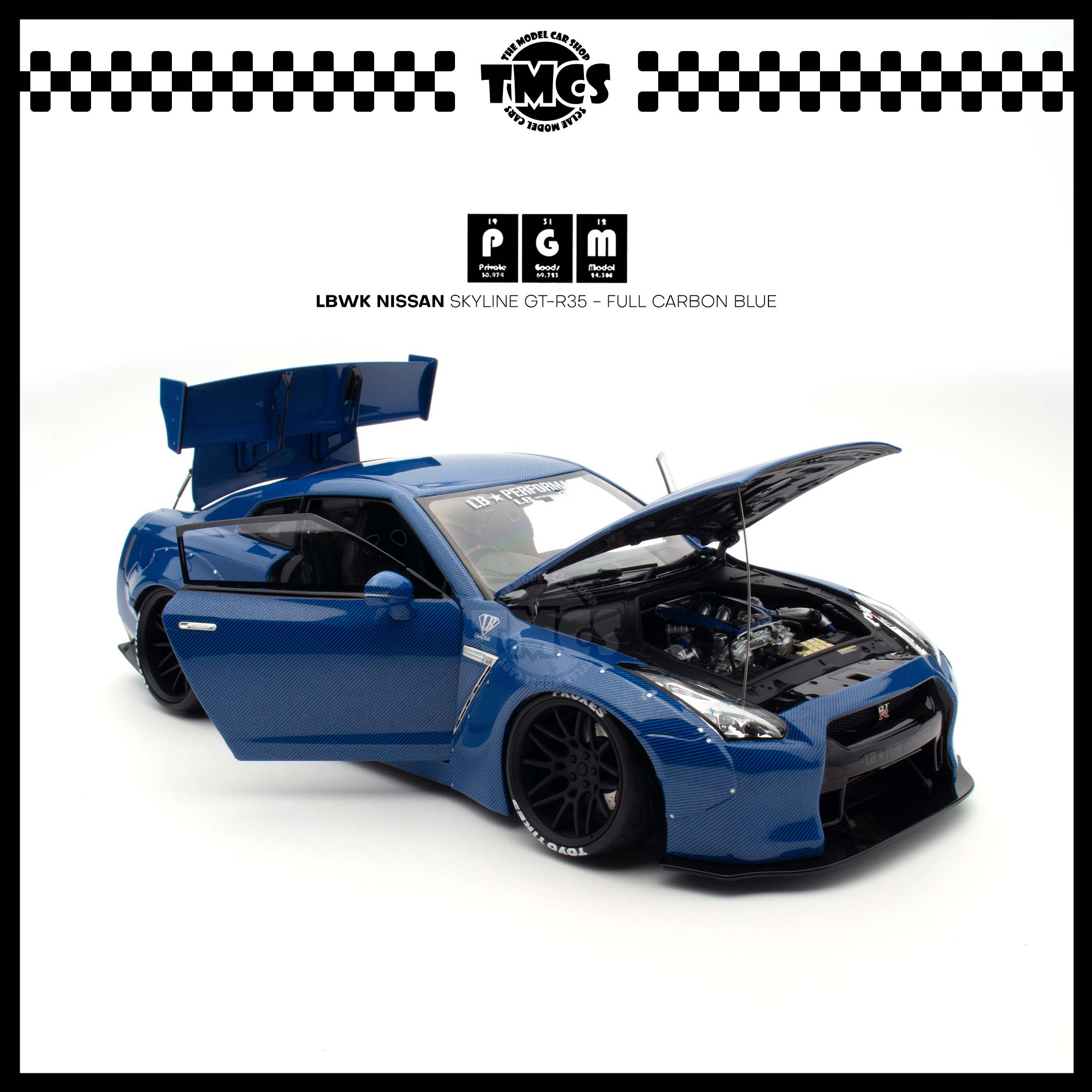 PGM] LBWK Nissan Skyline GT-R35 - Full Carbon Blue | The Model Car