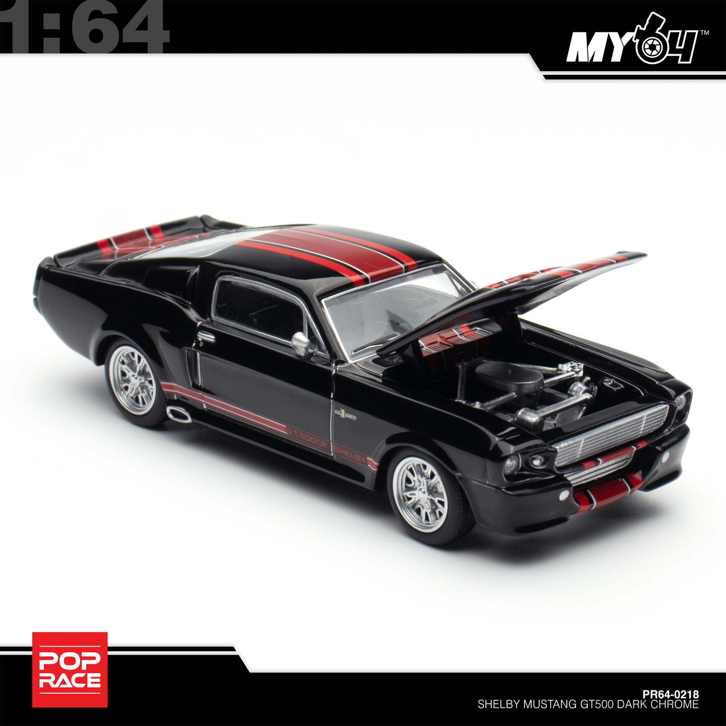 [Pop Race] 1:64 Shelby Mustang GT500 - Dark Chrome