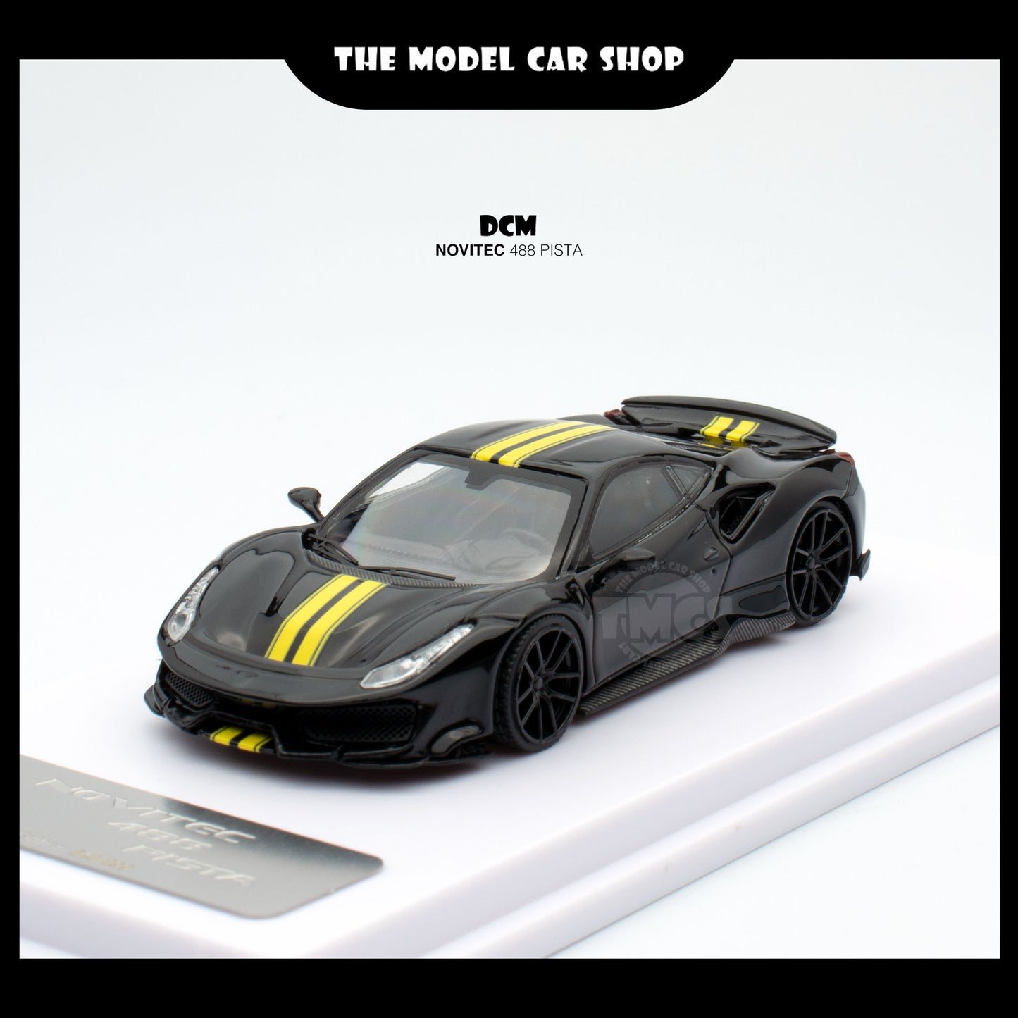 [DCM] Novitec 488 Pista - Metallic Black with Double Yellow Stripe