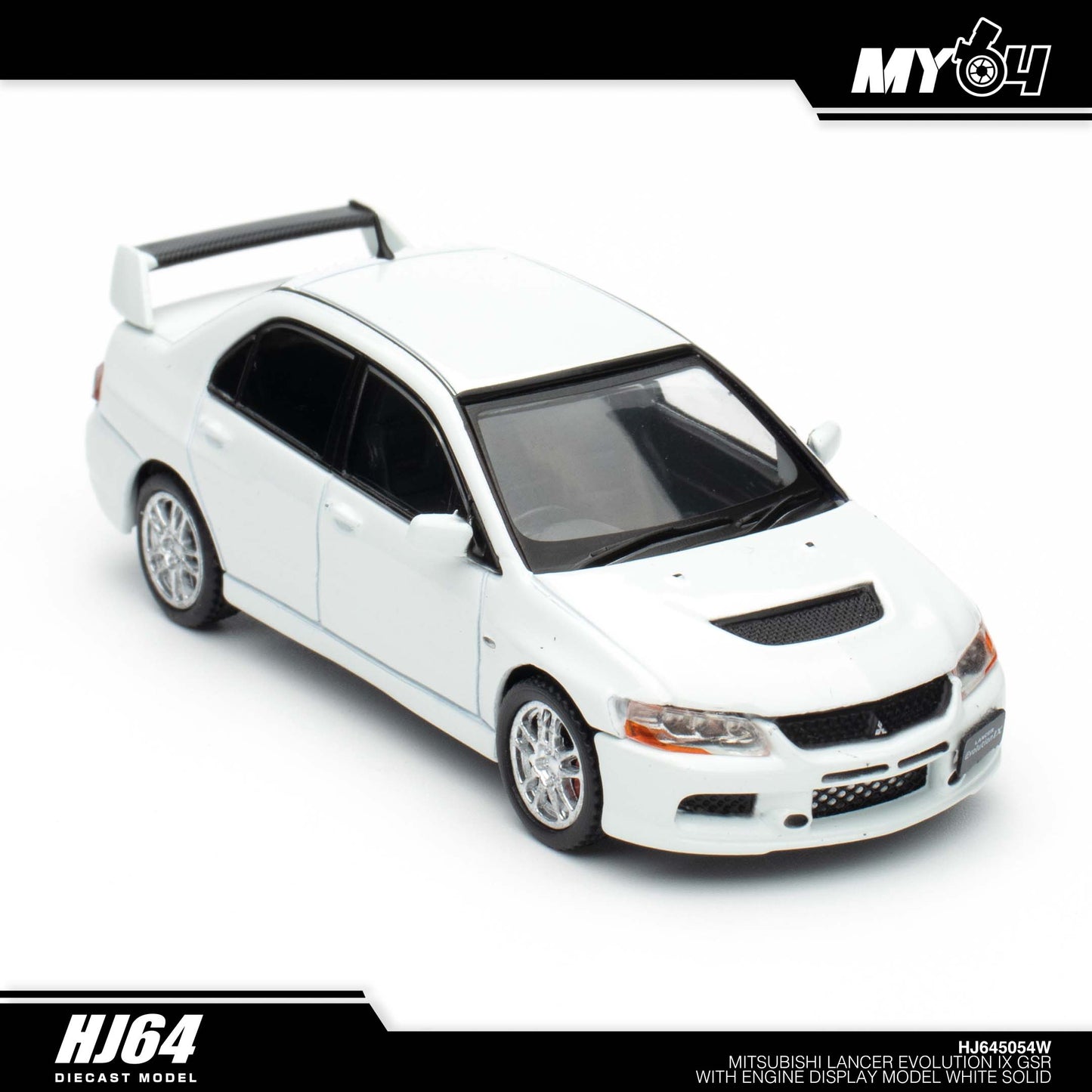 [Hobby Japan] Mitsubishi Lancer Evolution 9 GSR with Engine Display Model - White Solid