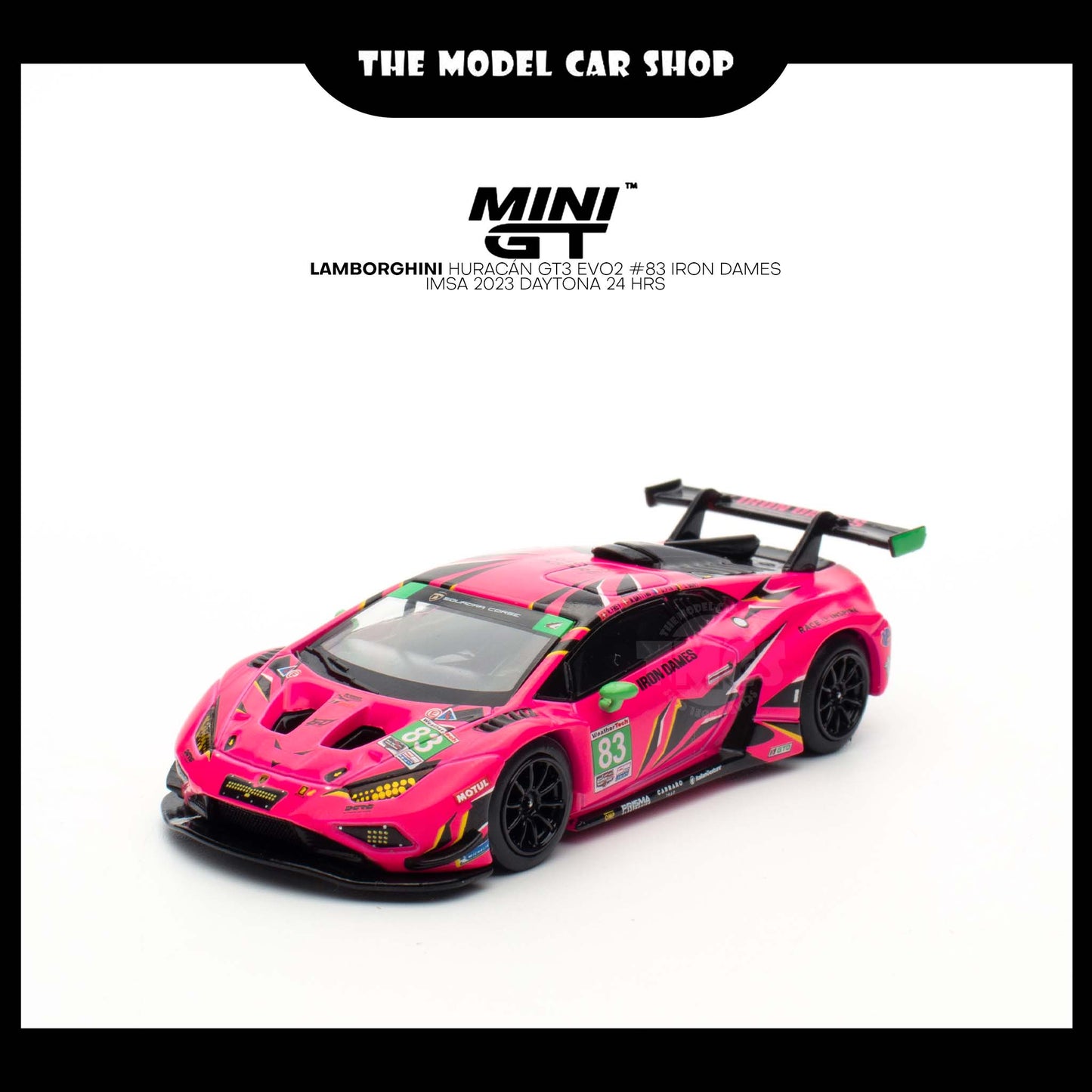 [MINI GT] Lamborghini Huracán GT3 EVO2 #83 Iron Dames IMSA 2023 Daytona 24 Hrs